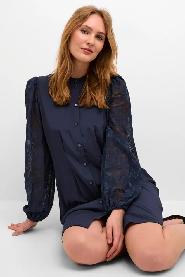 Dresses Women CULTURE CUasmine Dress With Lace Sleeves Dress Blues