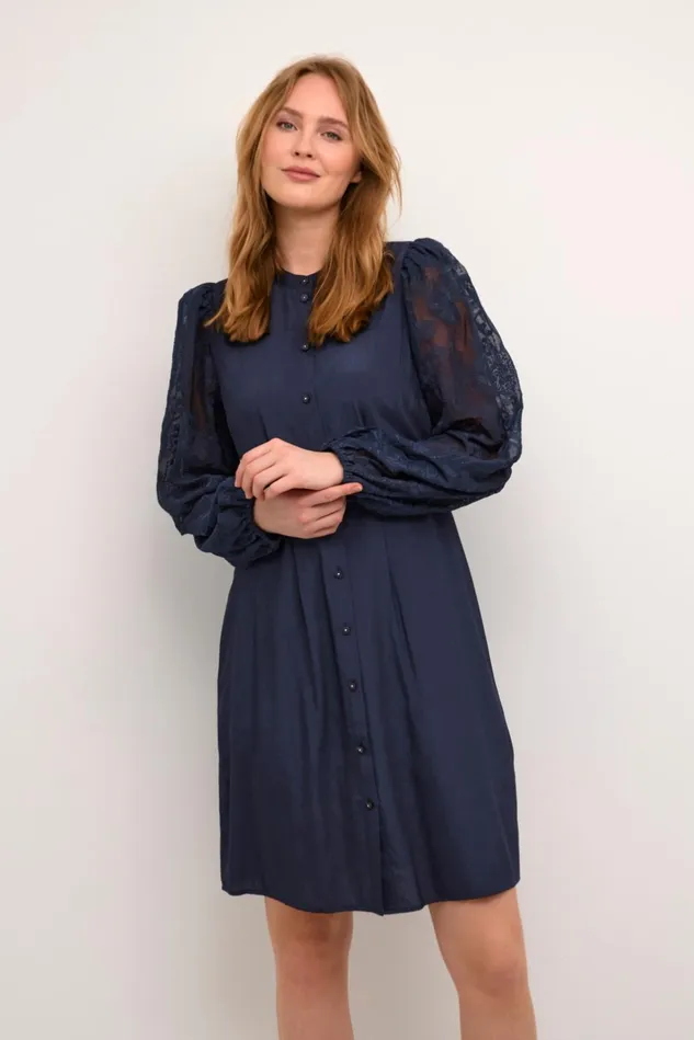 Dresses Women CULTURE CUasmine Dress With Lace Sleeves Dress Blues