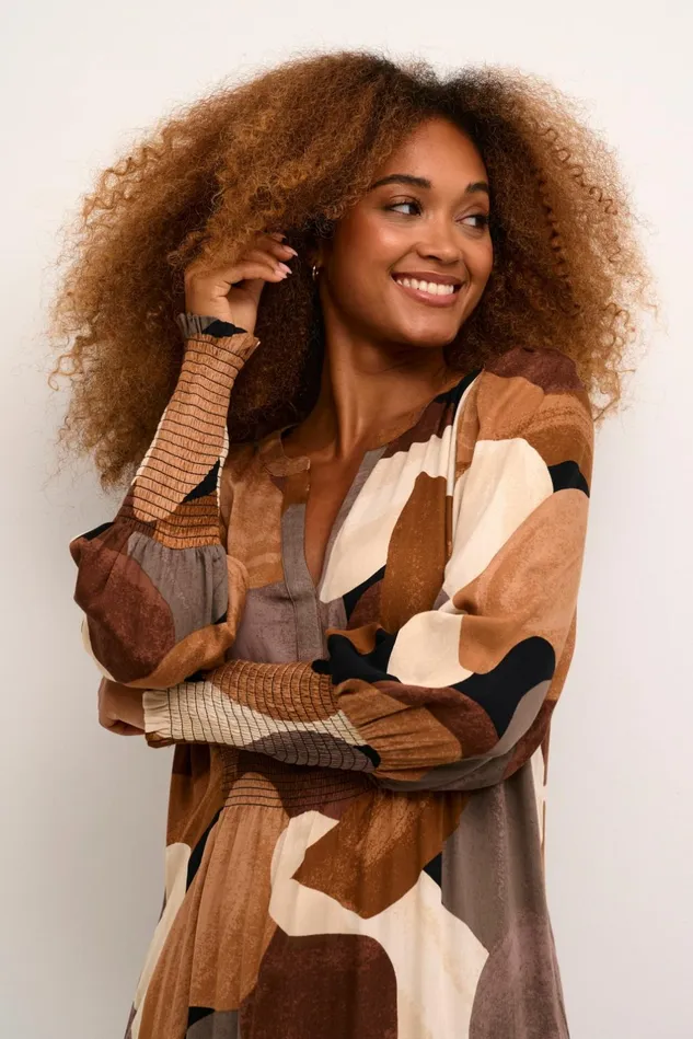 Dresses Women CULTURE CUdana Dress Brown Art