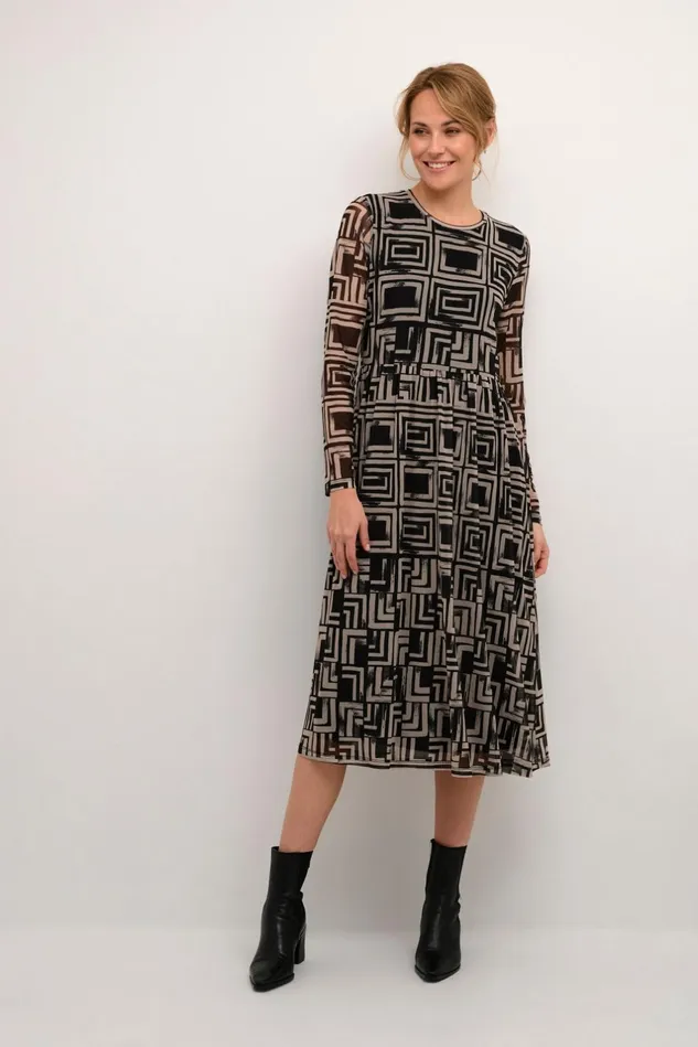 Dresses Women CULTURE CUmelida Mesh Dress Blackcreme Graphic
