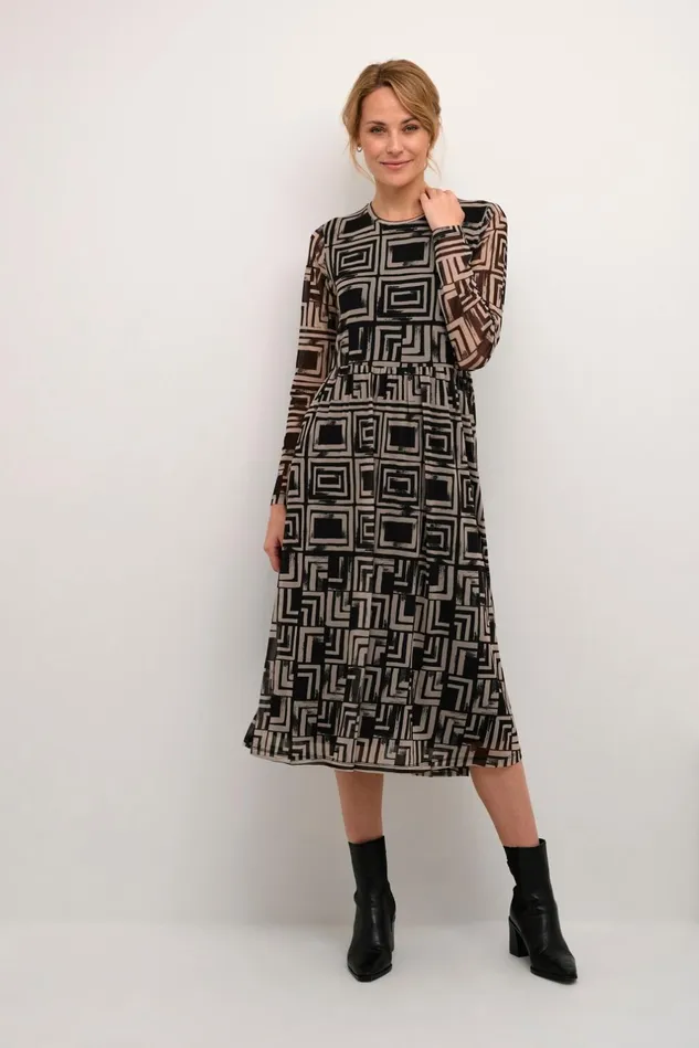 Dresses Women CULTURE CUmelida Mesh Dress Blackcreme Graphic