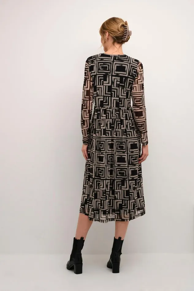 Dresses Women CULTURE CUmelida Mesh Dress Blackcreme Graphic