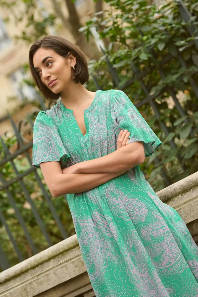 Dresses Women CULTURE CUpolly Dress Greenpink Paisley