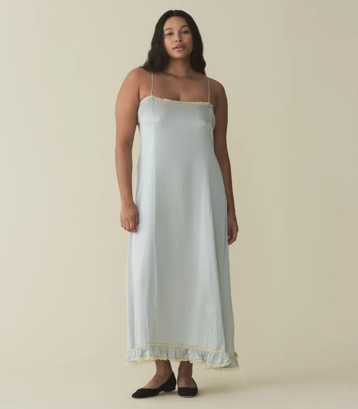 Dresses Women DEN Celano Dress Dusty Blue Dresses Women DEN Celano Dress Dusty Blue