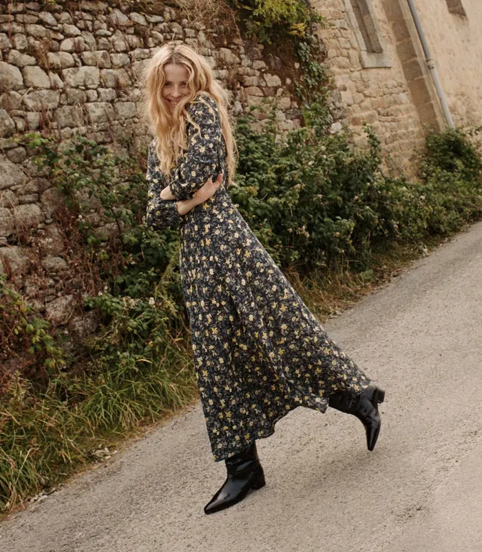 Dresses Women DEN Charleston Dress Noir Winding Blossoms