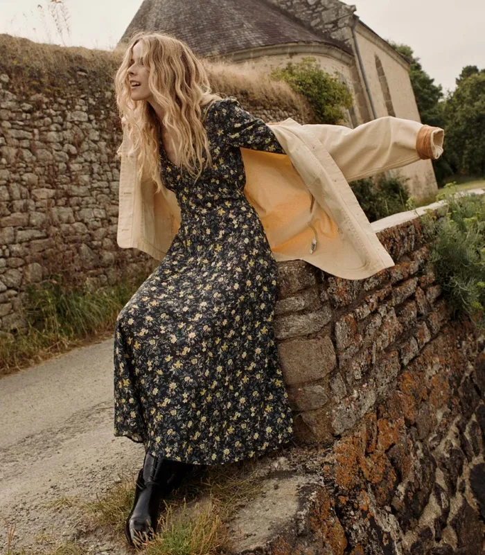 Dresses Women DEN Charleston Dress Noir Winding Blossoms Dresses Women DEN Charleston Dress Noir Winding Blossoms