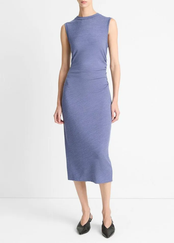 Dresses Women Vince Sleeveless GatheredWaist Dress Dark Peri