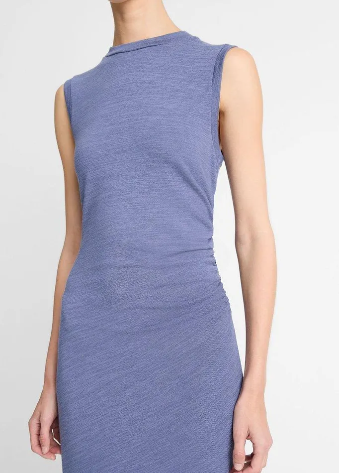 Dresses Women Vince Sleeveless GatheredWaist Dress Dark Peri Dresses Women Vince Sleeveless GatheredWaist Dress Dark Peri