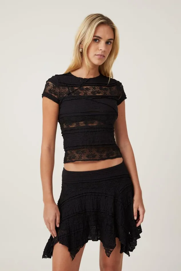 Eden Hanky Hem Mini Skirt Black Women Cotton On Skirts