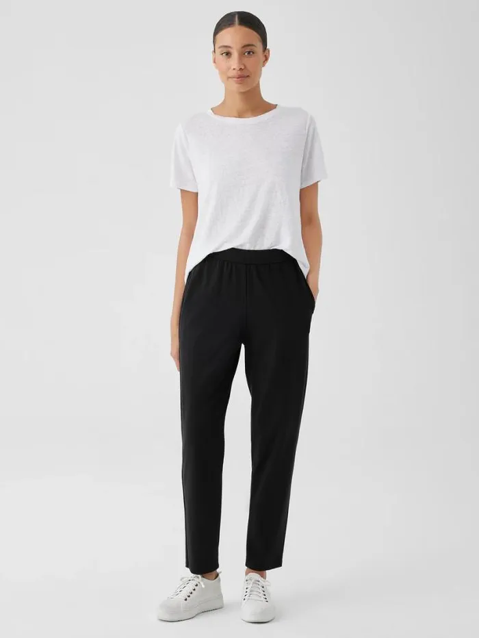 Eileen Fisher Pants Shorts and Jumpsuits Pima Cotton Stretch Jersey Tapered Pant Black 8211 Shop