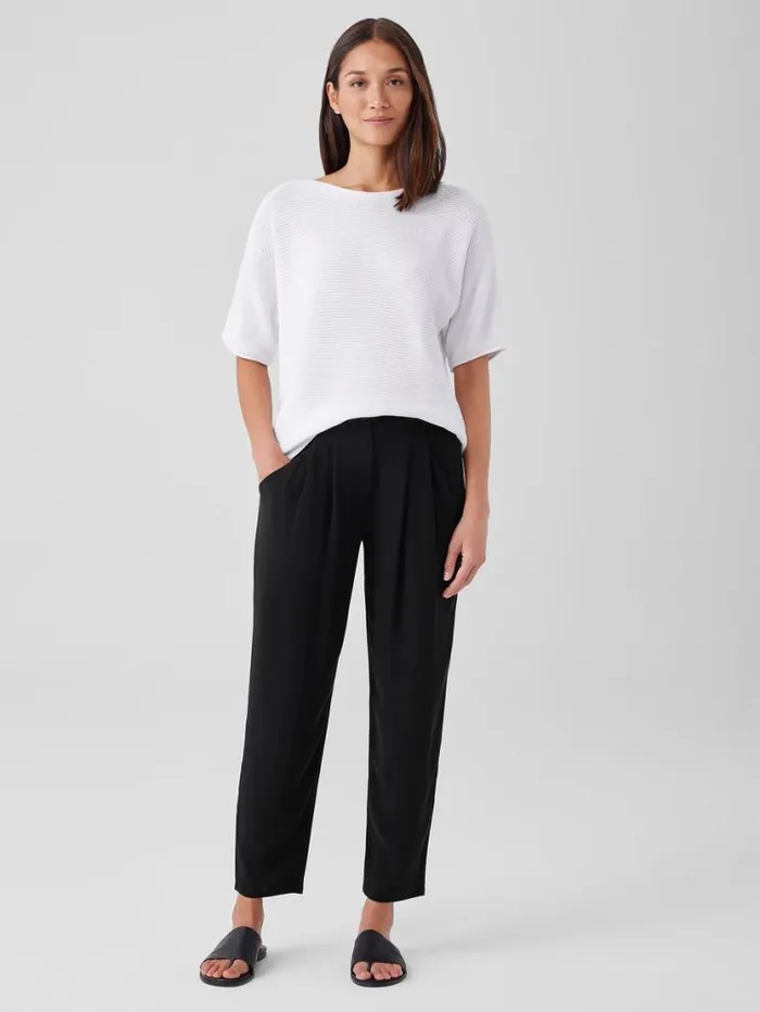 Eileen Fisher Pants Shorts and Jumpsuits Silk Georgette Crepe Carrot Pant Black 8211 Shop