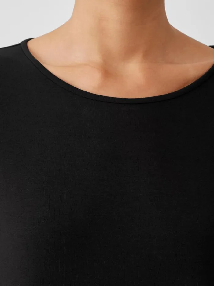 Eileen Fisher Petite Stretch Jersey Knit Jewel Neck Dress Black 8211 Shop