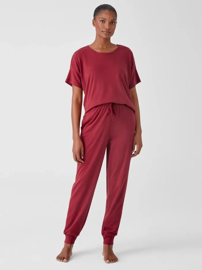 Eileen Fisher Sleepwear Cozy Organic Cotton Interlock Jogger Pant Cranberry 8211 Shop