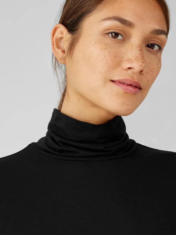 Eileen Fisher Tops and Tees Fine Jersey Scrunch Neck Top Black 8211 Shop