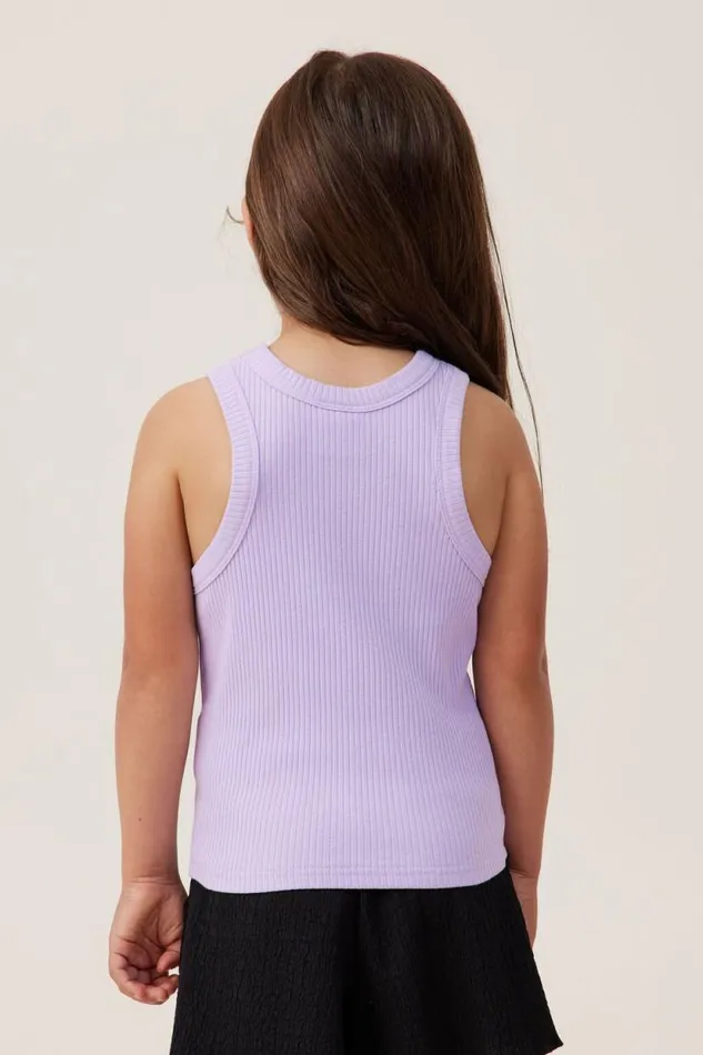 Eleanor Tank Lilac Drop Rib Girls Cotton On Tops and TShirts Eleanor Tank Lilac Drop Rib Girls Cotton On Tops and TShirts