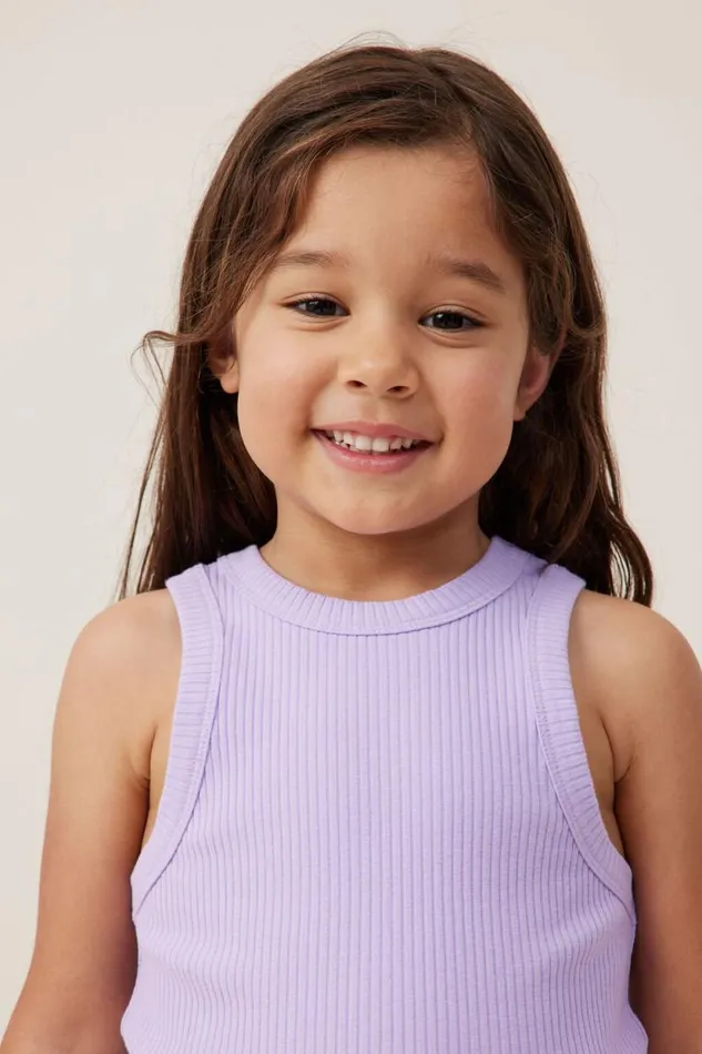 Eleanor Tank Lilac Drop Rib Girls Cotton On Tops and TShirts Eleanor Tank Lilac Drop Rib Girls Cotton On Tops and TShirts