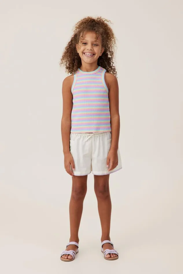 Eleanor Tank Rainbow Stripe Rib Girls Cotton On Tops and TShirts Eleanor Tank Rainbow Stripe Rib Girls Cotton On Tops and TShirts