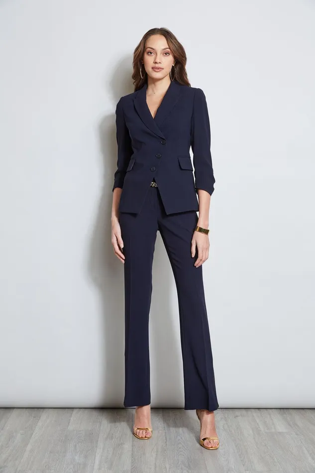 Elie Tahari 3 Button Ruched Sleeve Blazer Stargazer Women Jackets and Blazers
