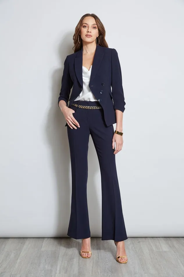 Elie Tahari 3 Button Ruched Sleeve Blazer Stargazer Women Jackets and Blazers
