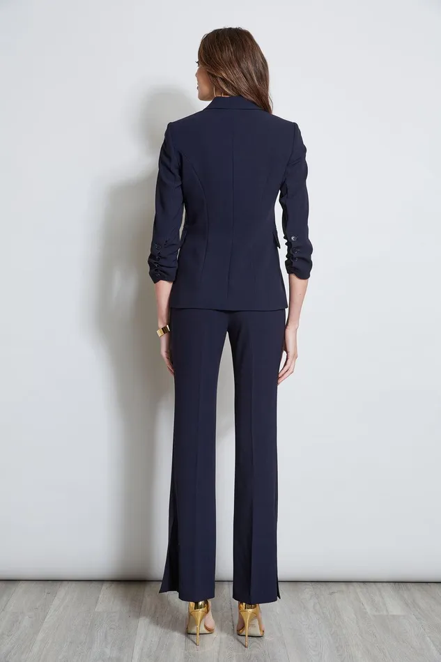 Elie Tahari 3 Button Ruched Sleeve Blazer Stargazer Women Jackets and Blazers