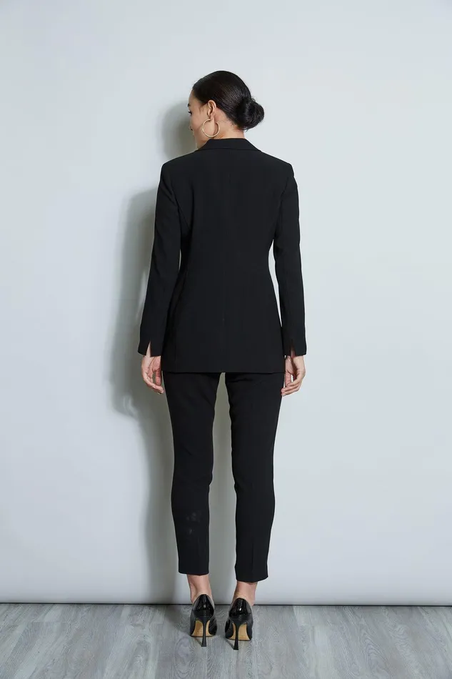 Elie Tahari Asymmetric Single Button Blazer Black Women Jackets and Blazers