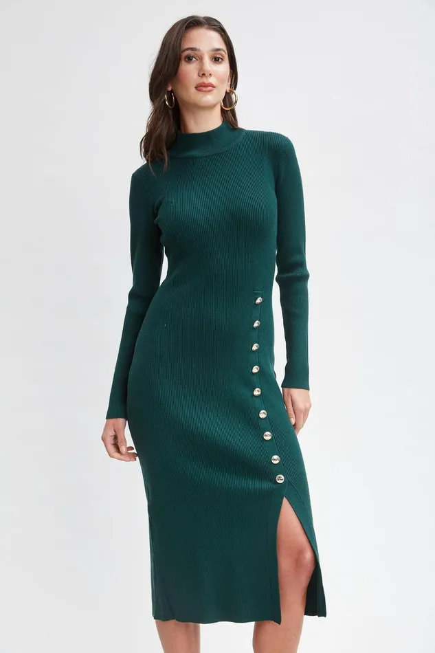 Elie Tahari Button Sweater Dress Juniper Women Dresses and Jumpsuits