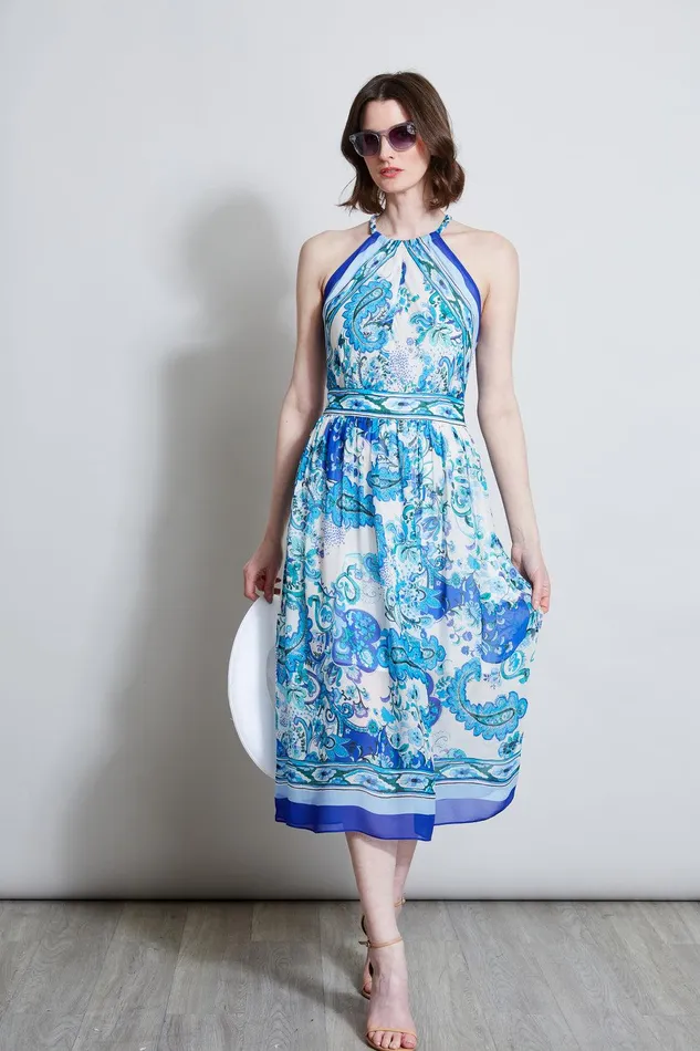 Elie Tahari Calypso Halter Dress Multi Women Dresses and Jumpsuits