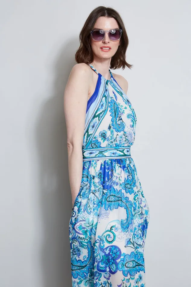 Elie Tahari Calypso Halter Dress Multi Women Dresses and Jumpsuits