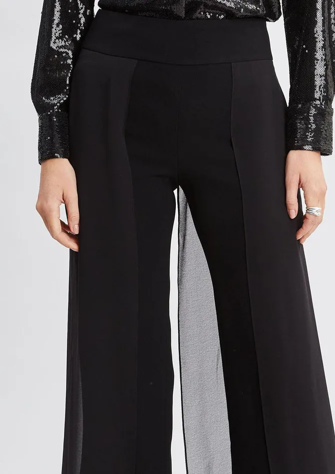 Elie Tahari Chiffon Panel Pant Black Women Bottoms
