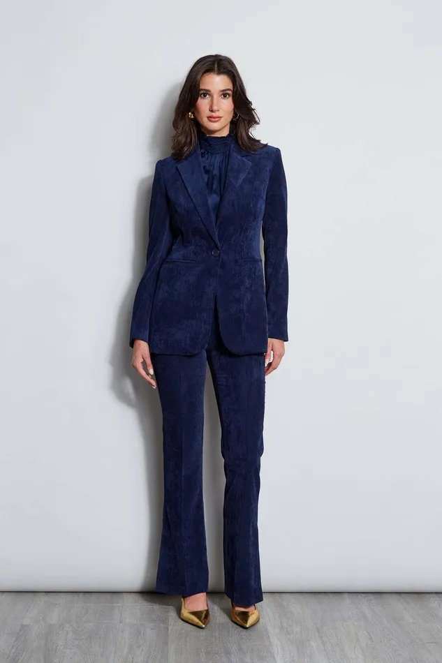 Elie Tahari Corduroy Single Button Blazer Galaxy Navy Women Jackets and Blazers