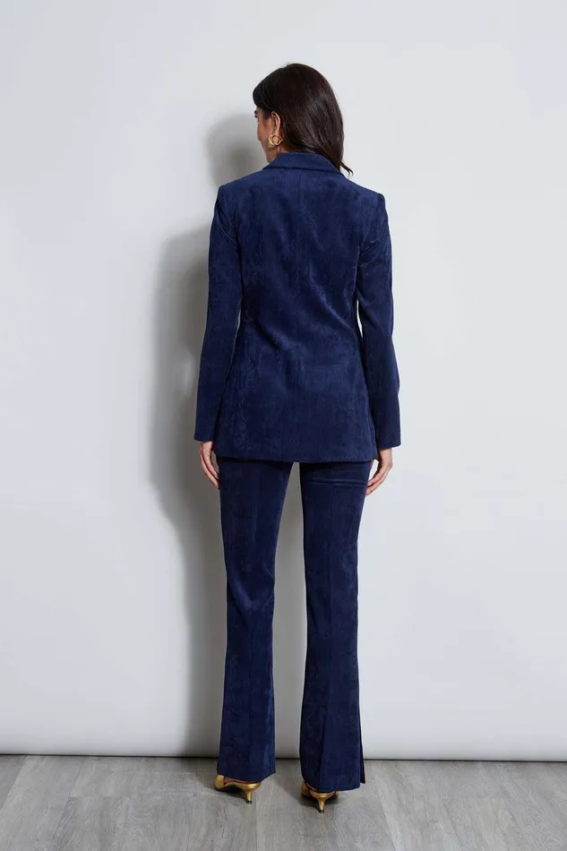 Elie Tahari Corduroy Single Button Blazer Galaxy Navy Women Jackets and Blazers