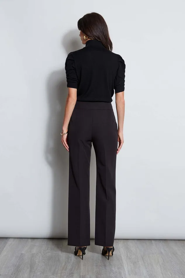 Elie Tahari Crepe Button Pant Noir Women Bottoms