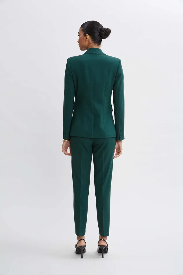 Elie Tahari Double Breasted Blazer Forest Green Women Jackets and Blazers