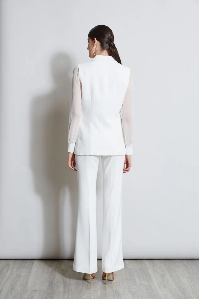 Elie Tahari Double Breasted Chiffon Sleeve Blazer Foam Women Jackets and Blazers