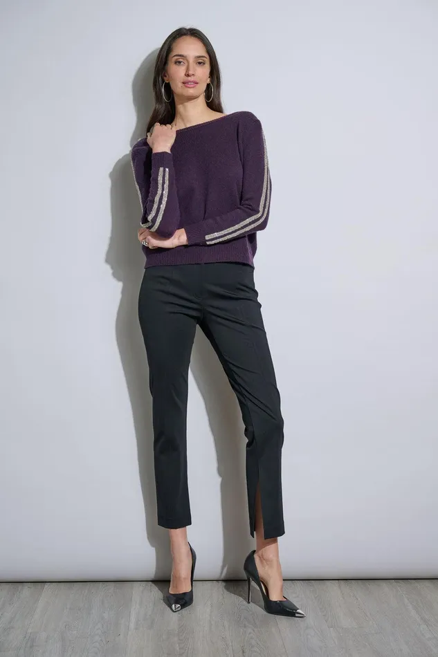 Elie Tahari Embellished Merino Cashmere Sweater Ultra Purple Women Tops