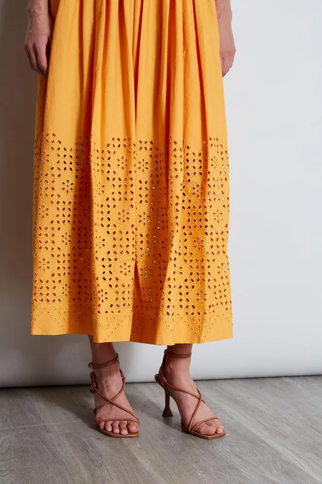Elie Tahari Embroidered Maxi Dress Afternoon Orange Women Dresses and Jumpsuits