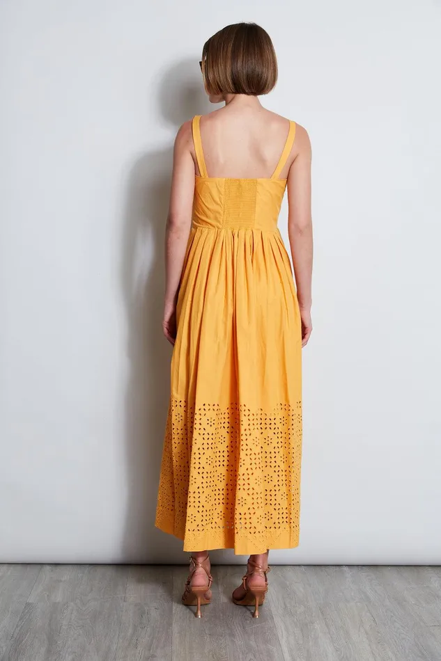 Elie Tahari Embroidered Maxi Dress Afternoon Orange Women Dresses and Jumpsuits