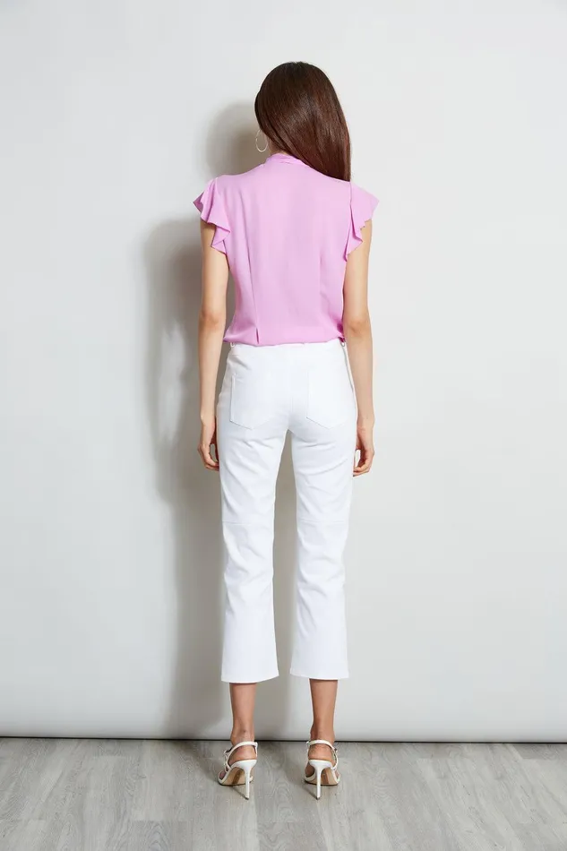 Elie Tahari Flutter Sleeve Tie Shirt Bright Viola Women Tops
