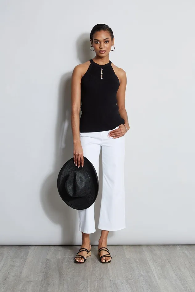 Elie Tahari Halter Neck Knit Sweater Noir Women Tops