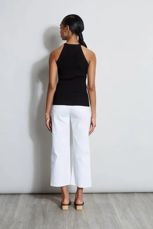 Elie Tahari Halter Neck Knit Sweater Noir Women Tops