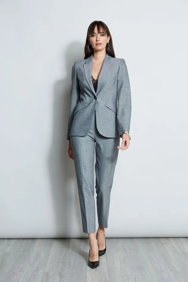 Elie Tahari Herringbone Panel Blazer Multi Women Jackets and Blazers