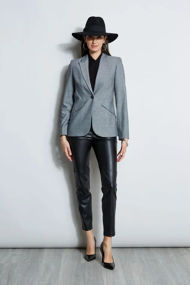 Elie Tahari Herringbone Panel Blazer Multi Women Jackets and Blazers