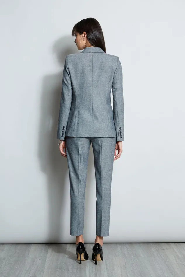 Elie Tahari Herringbone Panel Blazer Multi Women Jackets and Blazers
