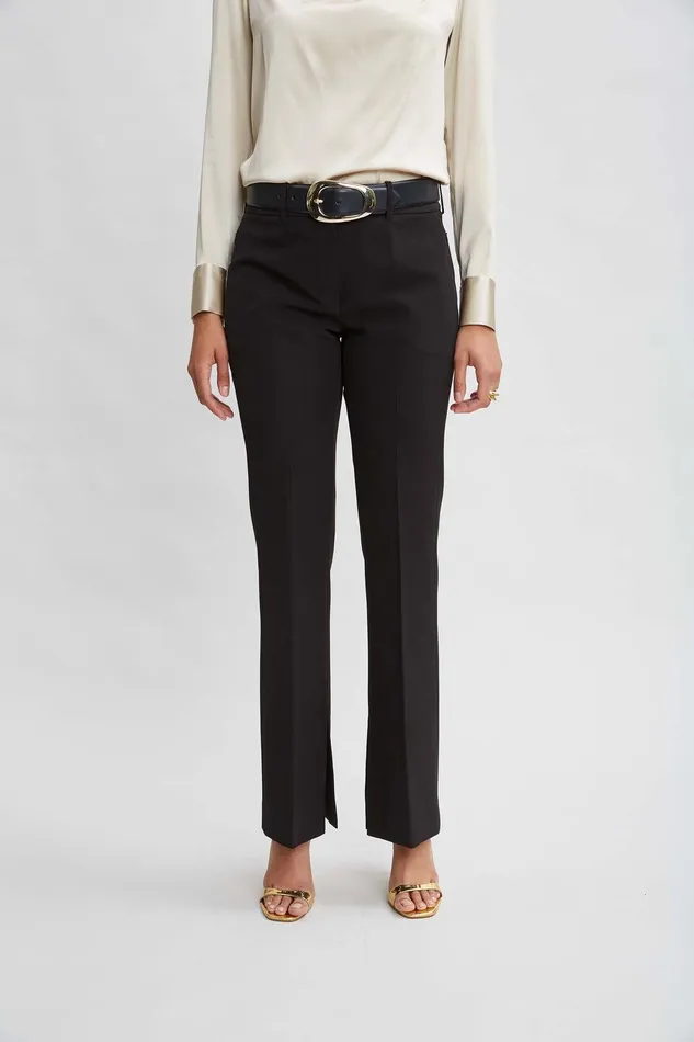 Elie Tahari Inseam Slit Flare Pant Black Women Bottoms