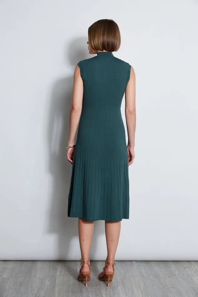 Elie Tahari Knit Midi Dress Bottle Green Women Dresses and Jumpsuits