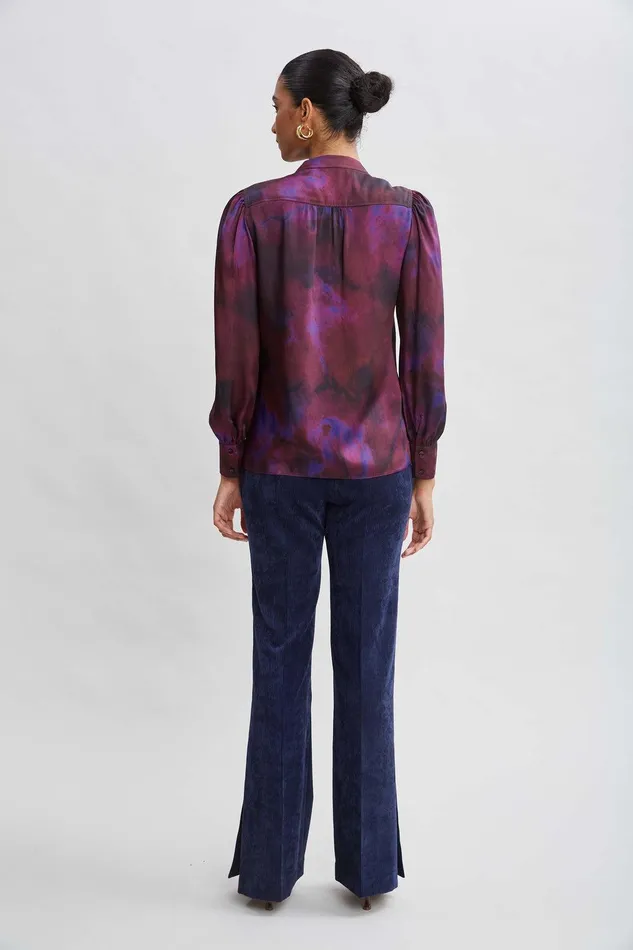 Elie Tahari Marble Button Down Shirt Purple Multi Women Tops