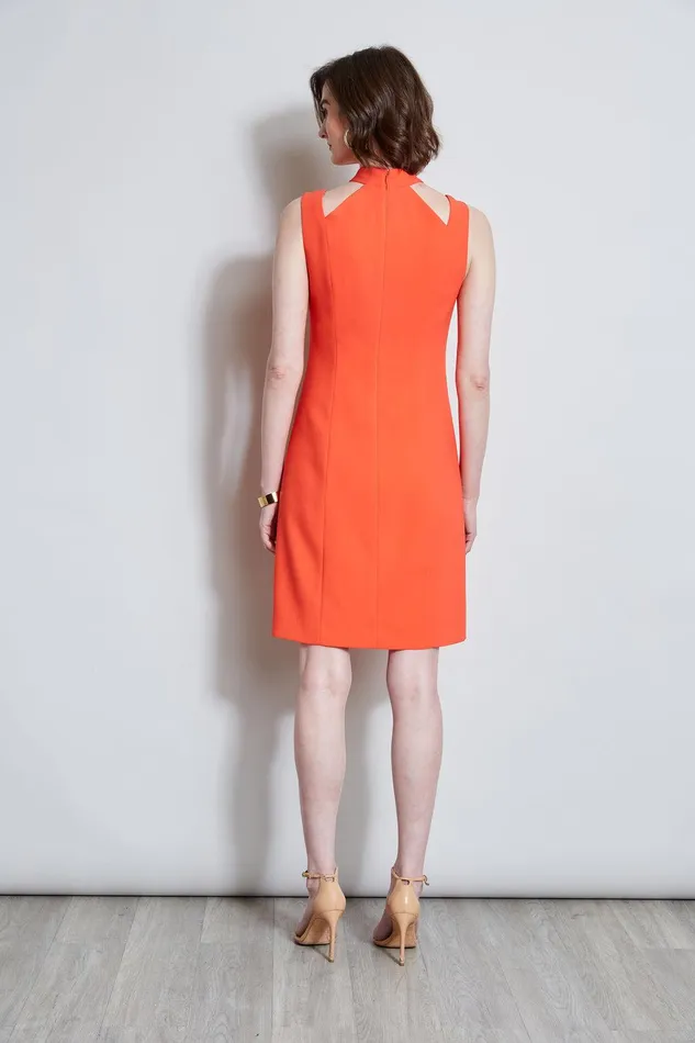 Elie Tahari Mock Neck Cut Out Dress Tomato Women Dresses and Jumpsuits