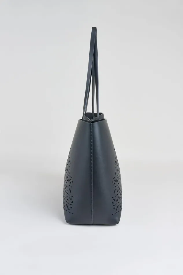 Elie Tahari Nappa Leather Lasercut Tote Black Women Handbags