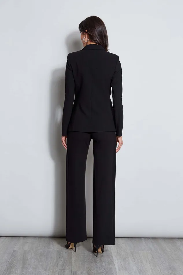 Elie Tahari Panel Single Button Blazer Black Women Jackets and Blazers