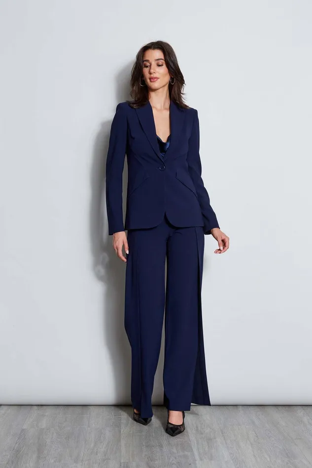 Elie Tahari Panel Single Button Blazer Galaxy Navy Women Jackets and Blazers